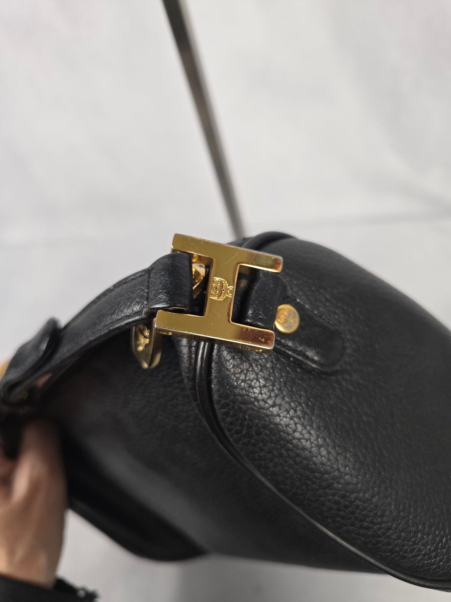MCM Black Leather Papillion Shoulder Bag