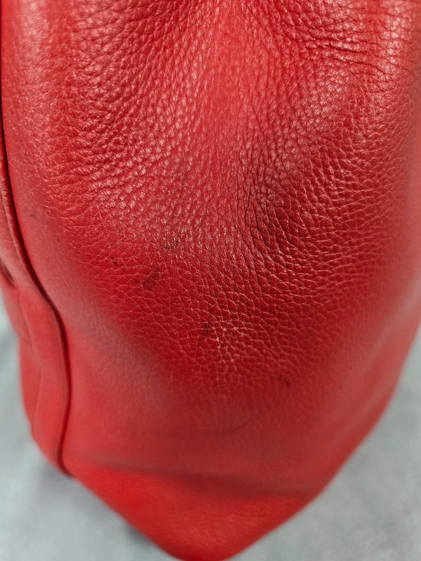 MCM Red Leather Bucket Bag