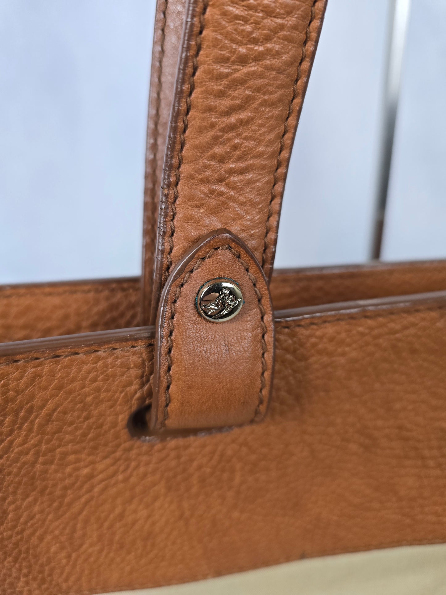 Burberry Vintage Beige and Brown Fabric and Leather Trim Tote