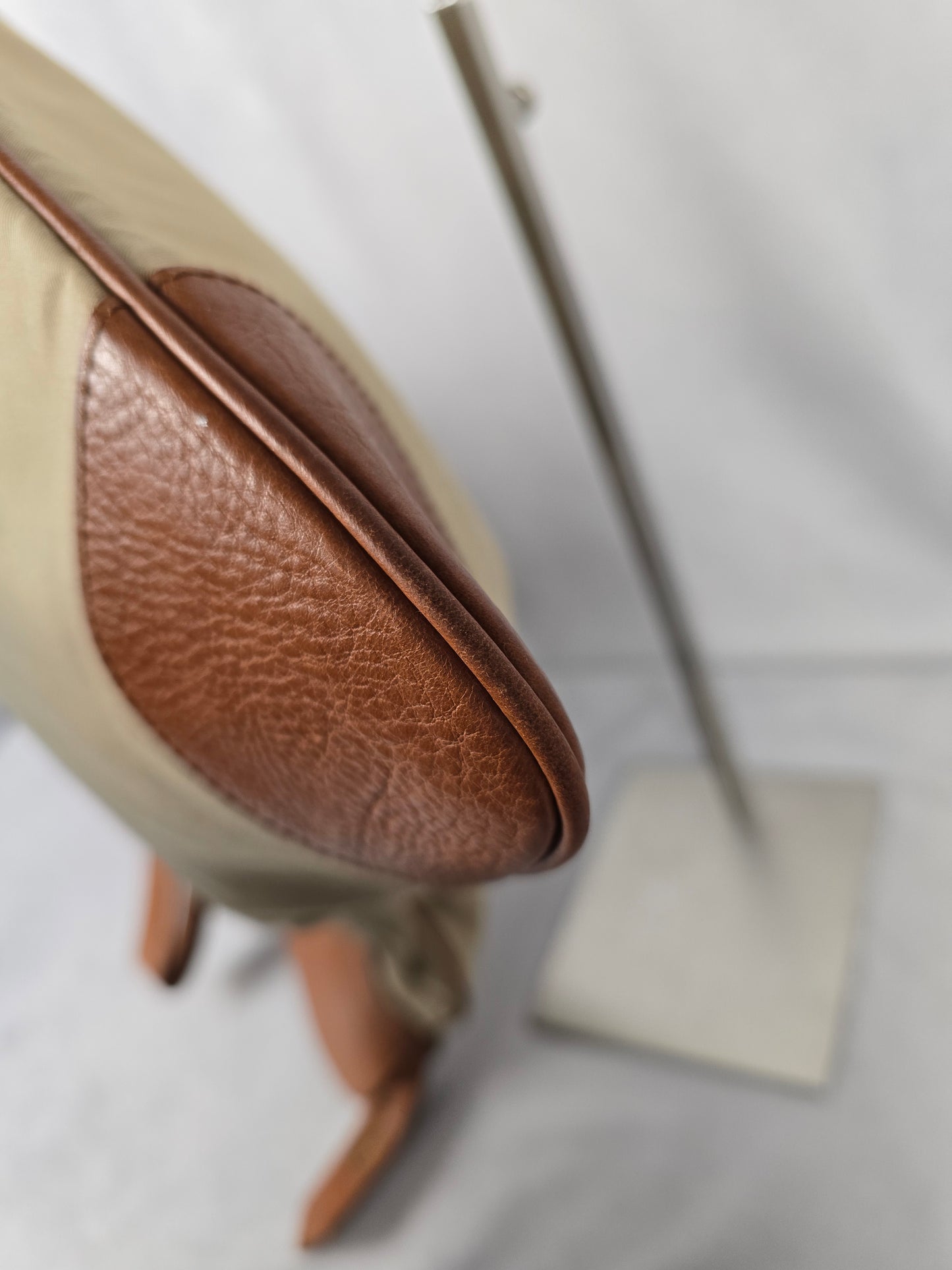 Burberry Vintage Beige and Brown Fabric and Leather Trim Tote
