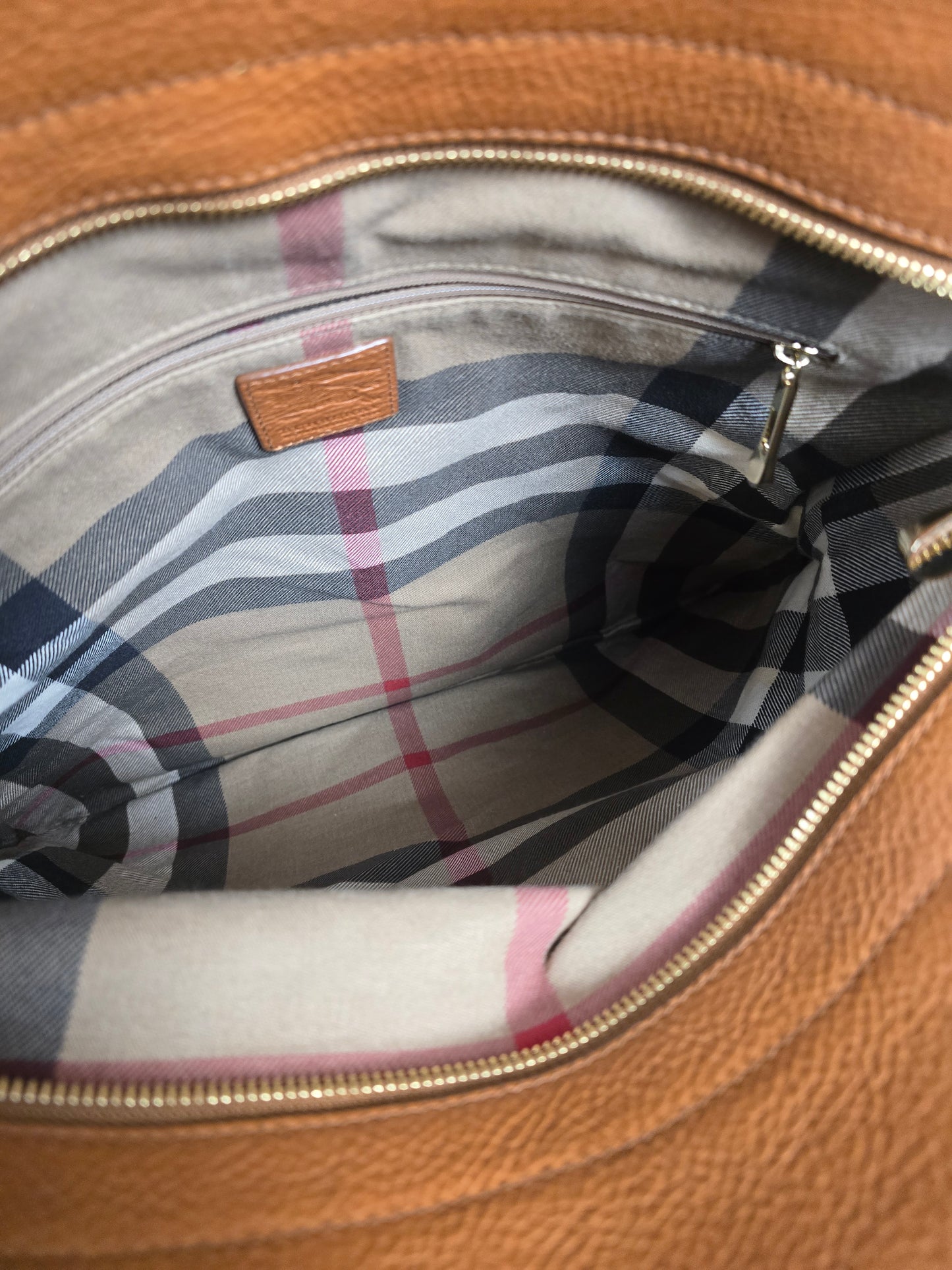 Burberry Vintage Beige and Brown Fabric and Leather Trim Tote