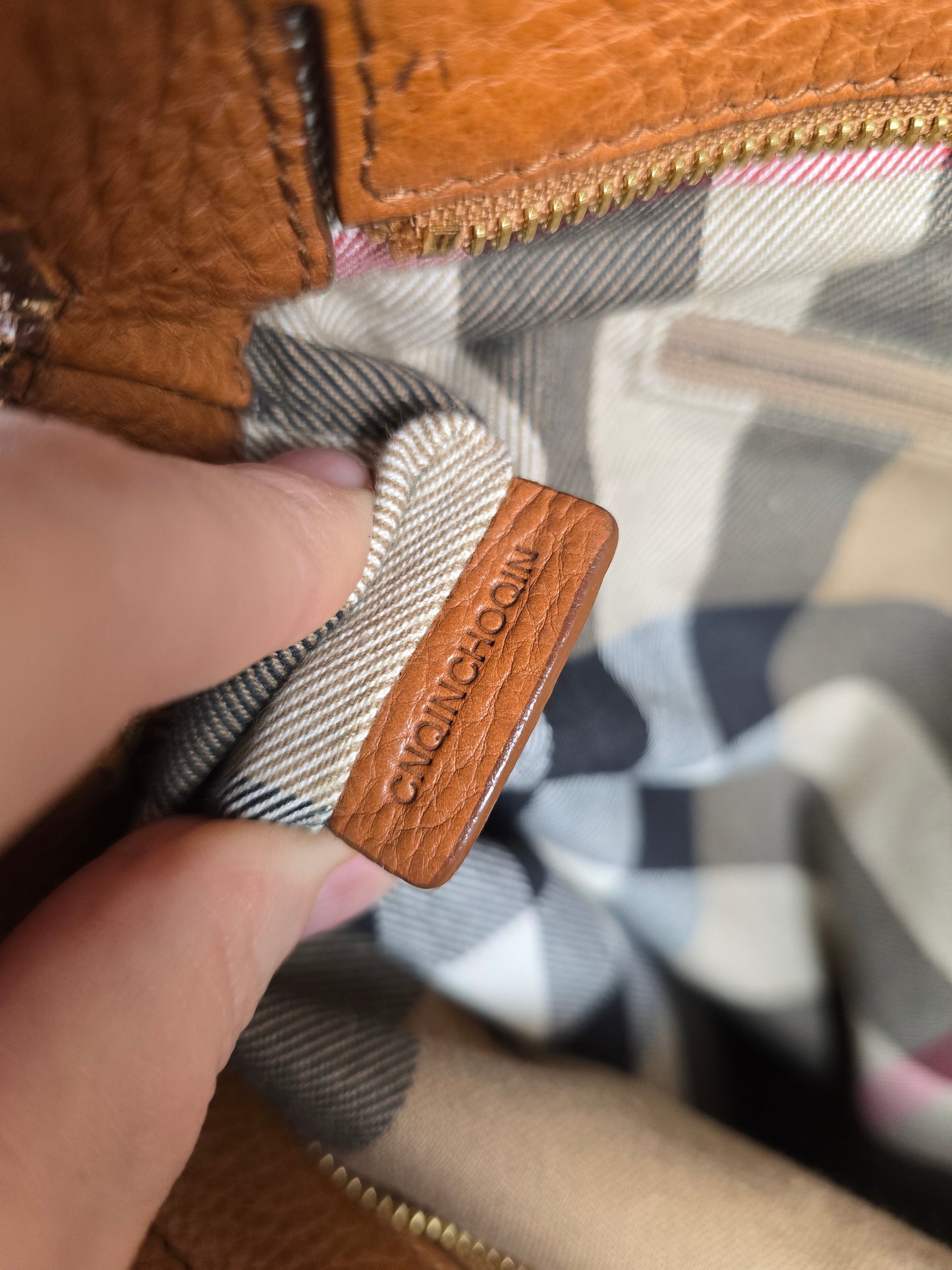 Burberry Vintage Beige and Brown Fabric and Leather Trim Tote