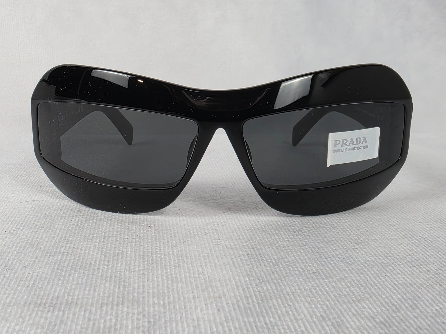 Prada SPR 30Y Unisex Wrap-Around Style Black/Grey Sunglasses