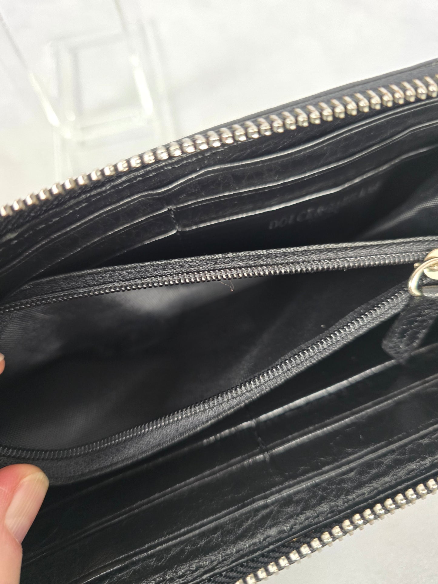 Dolce and Gabbana Black Leather Zipper Continental Wallet