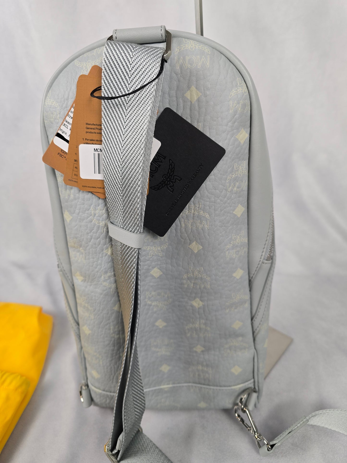 MCM Aren Sling Bank in Visetos Light Gray - NWT