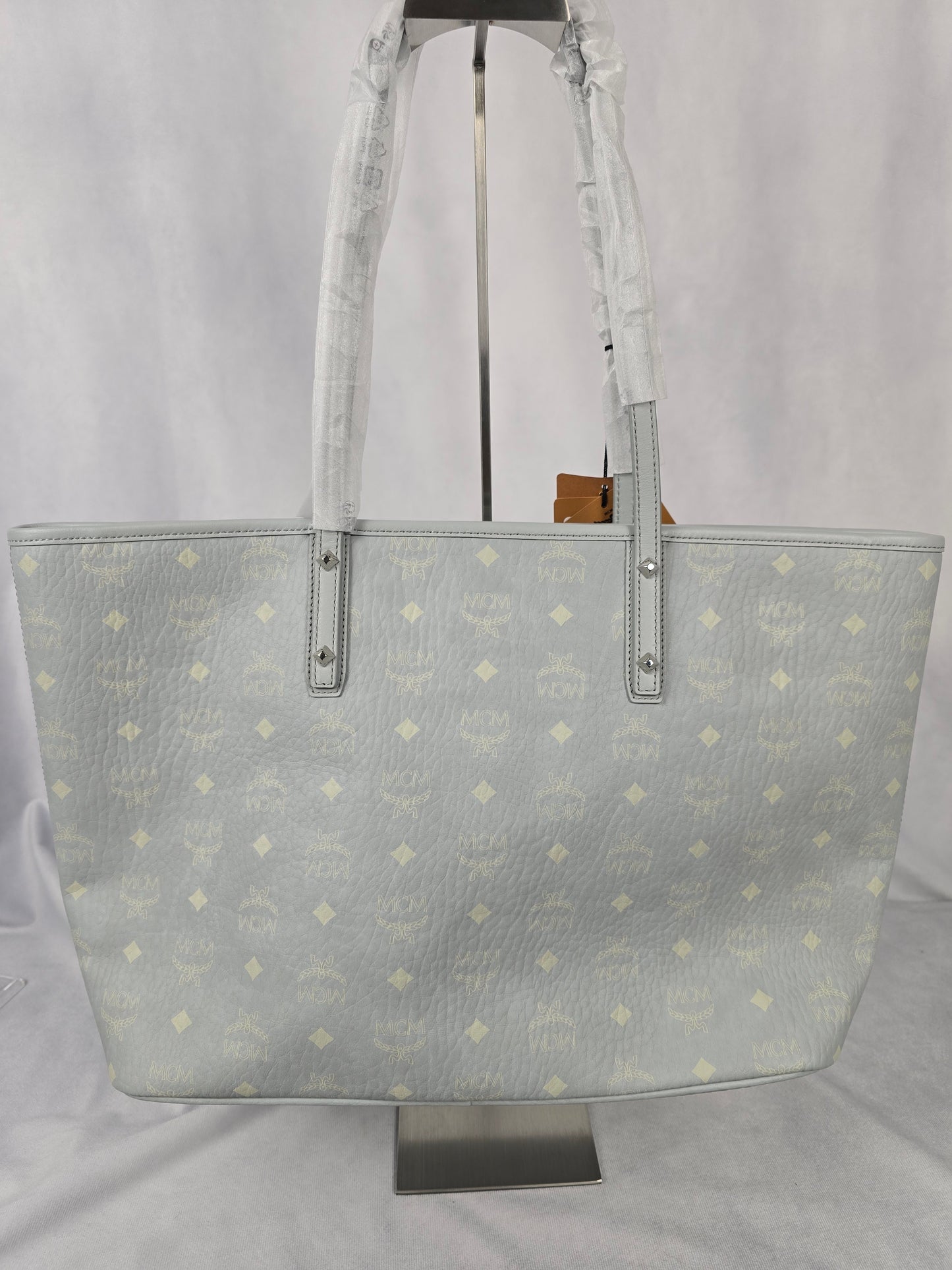 MCM Aren Light Gray Visetos Shopper Tote - NWT