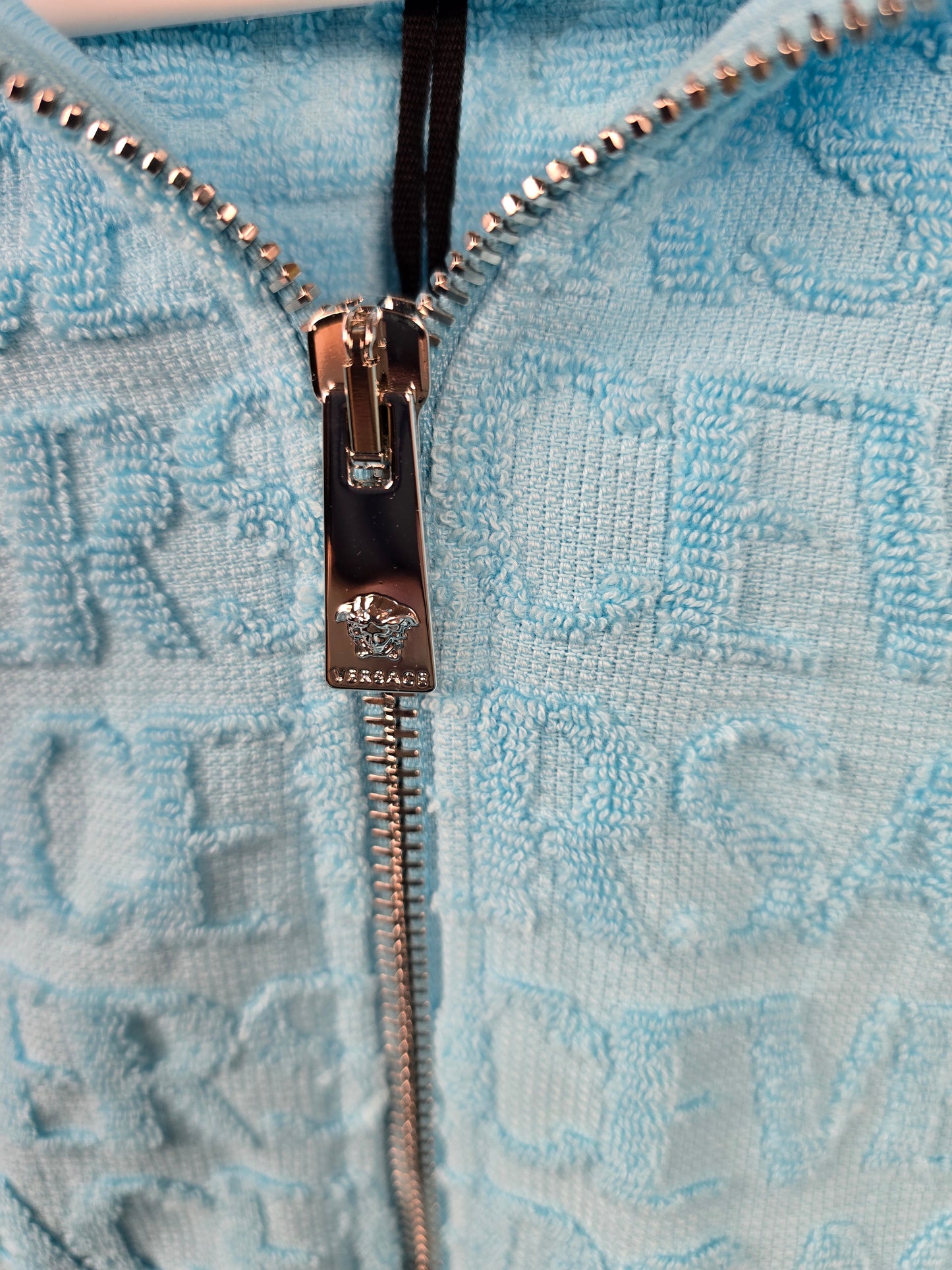 Versace Light Blue Terry Full-Zip Hoodie - NWT