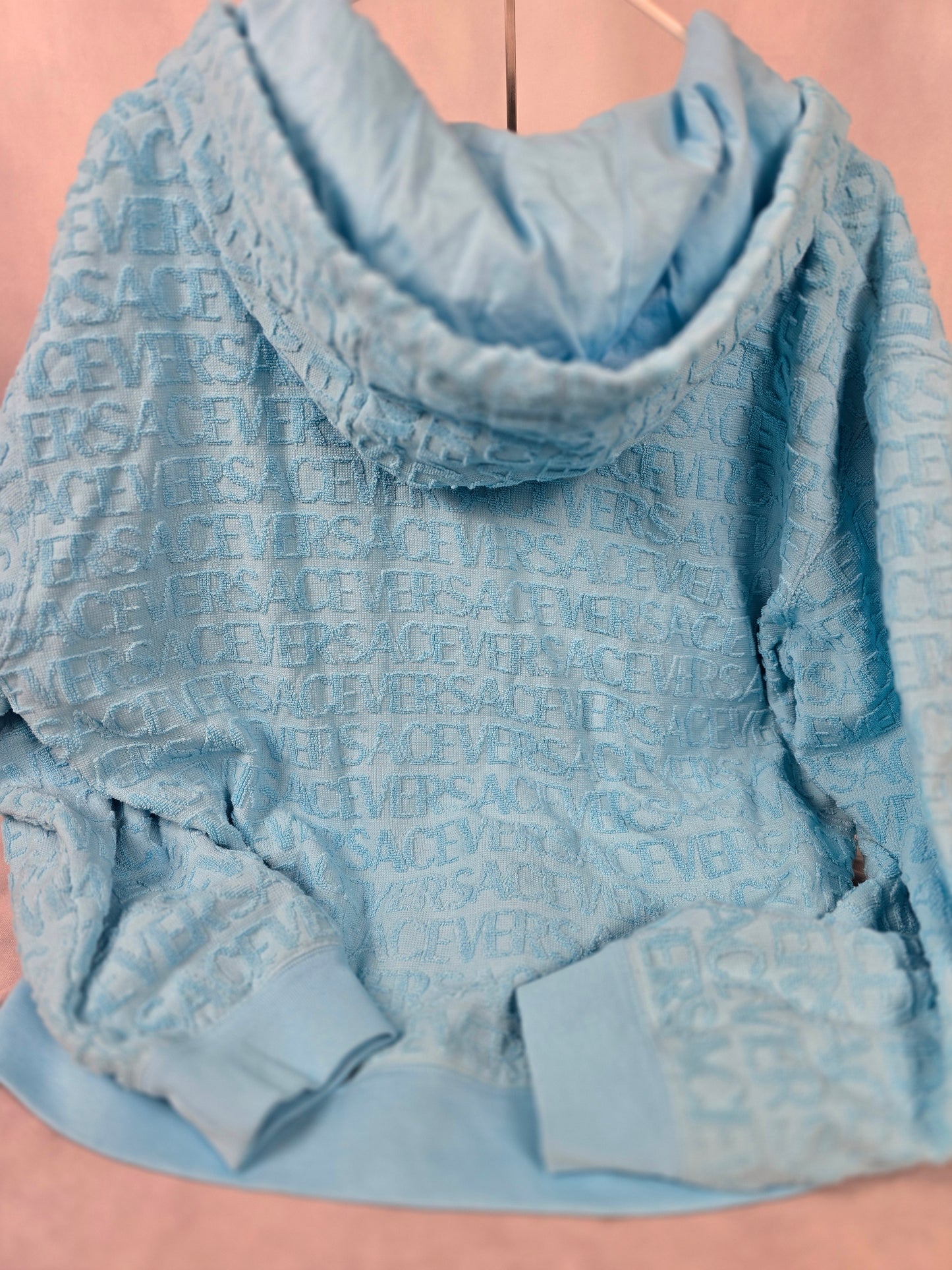 Versace Light Blue Terry Full-Zip Hoodie - NWT