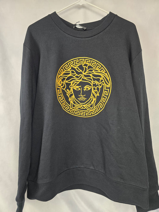 Versace Black Embroidered Medusa Crew Neck Sweatshirt - NWT