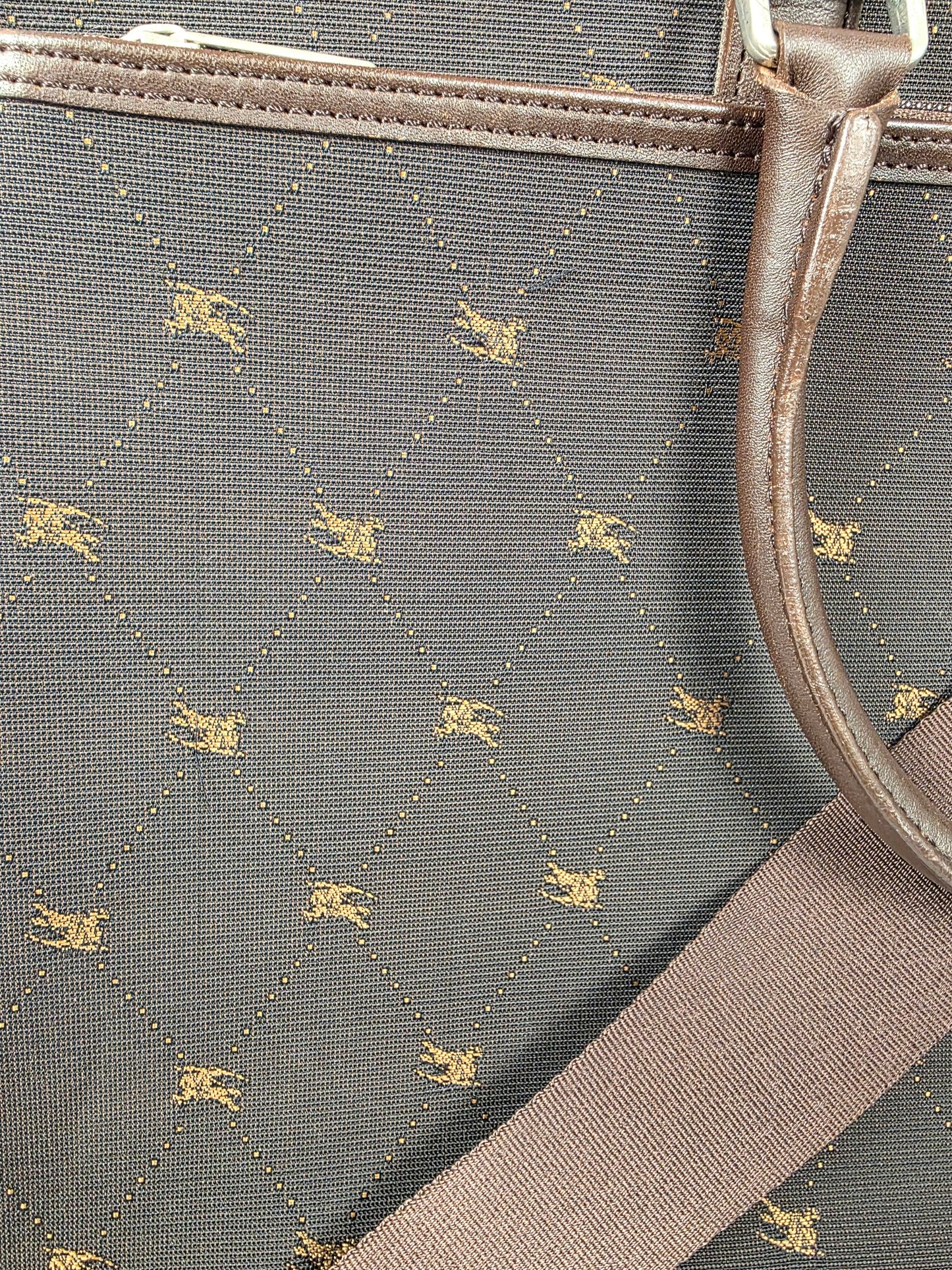 Burberry Blue Label Brown Canvas Knight Check Travel Bag