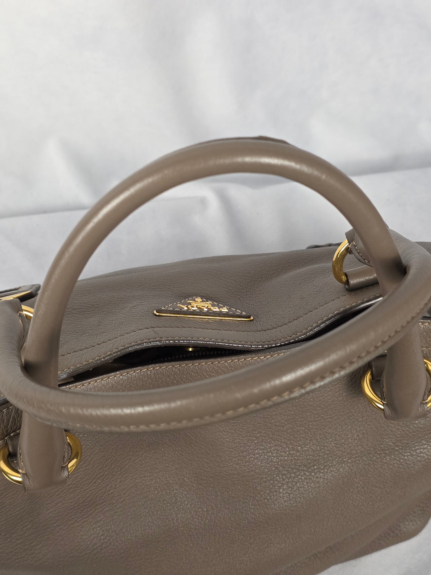 Prada Large Argilla (Taupe) Cervo Leather Tote