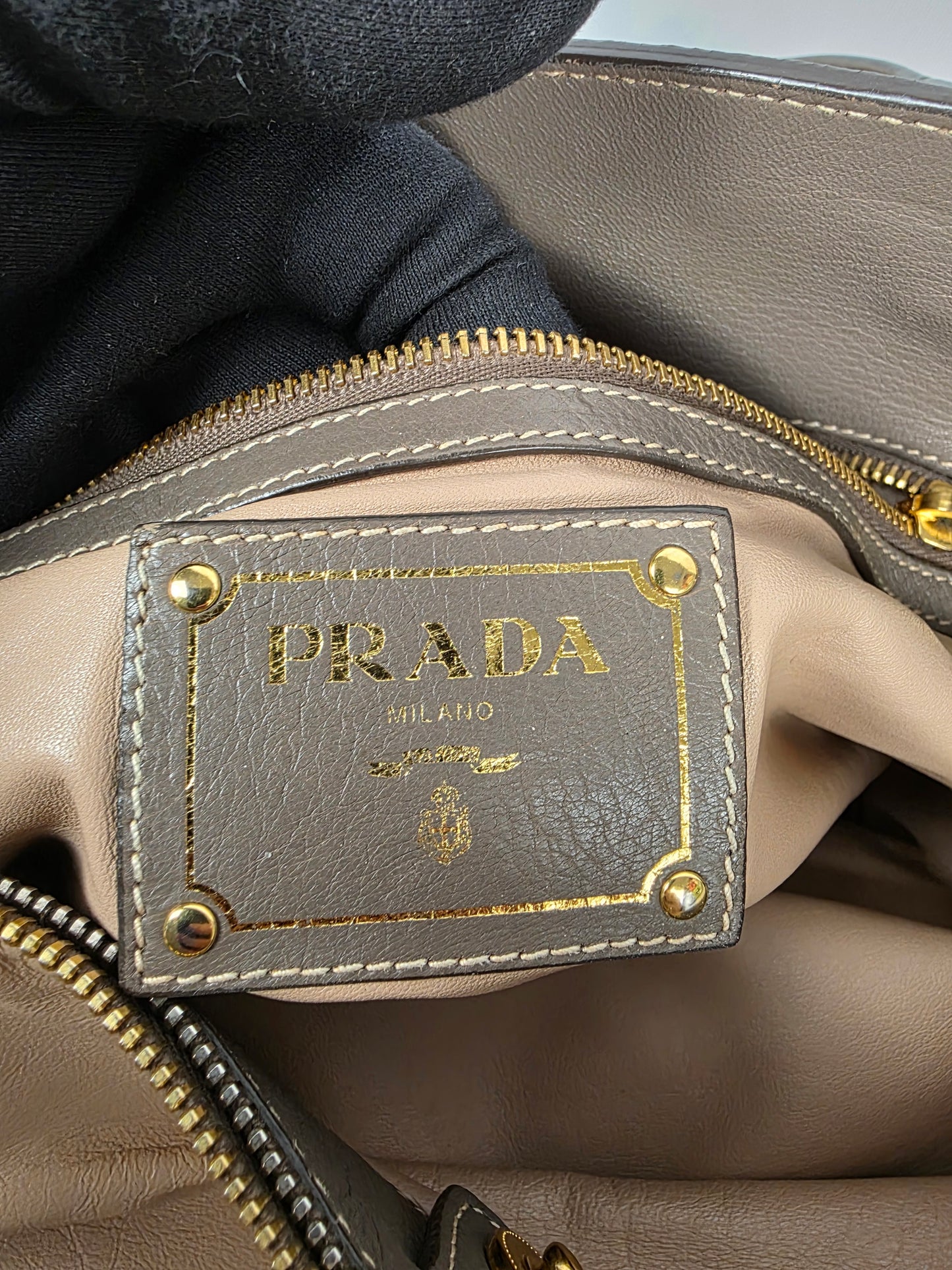 Prada Large Argilla (Taupe) Cervo Leather Tote