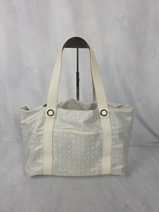 Bvlgari Silver Canvas Logomania Tote