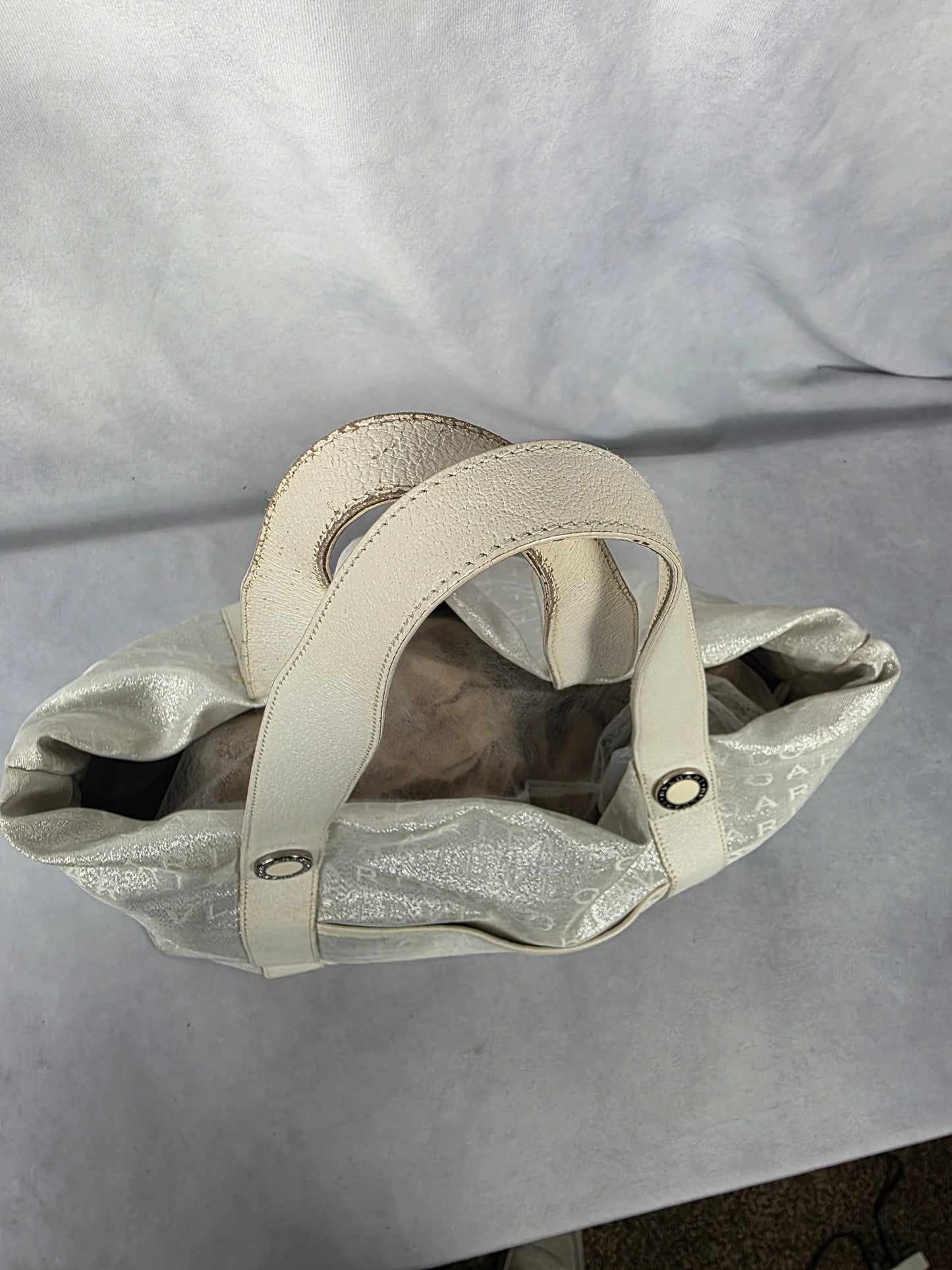 Bvlgari Silver Canvas Logomania Tote