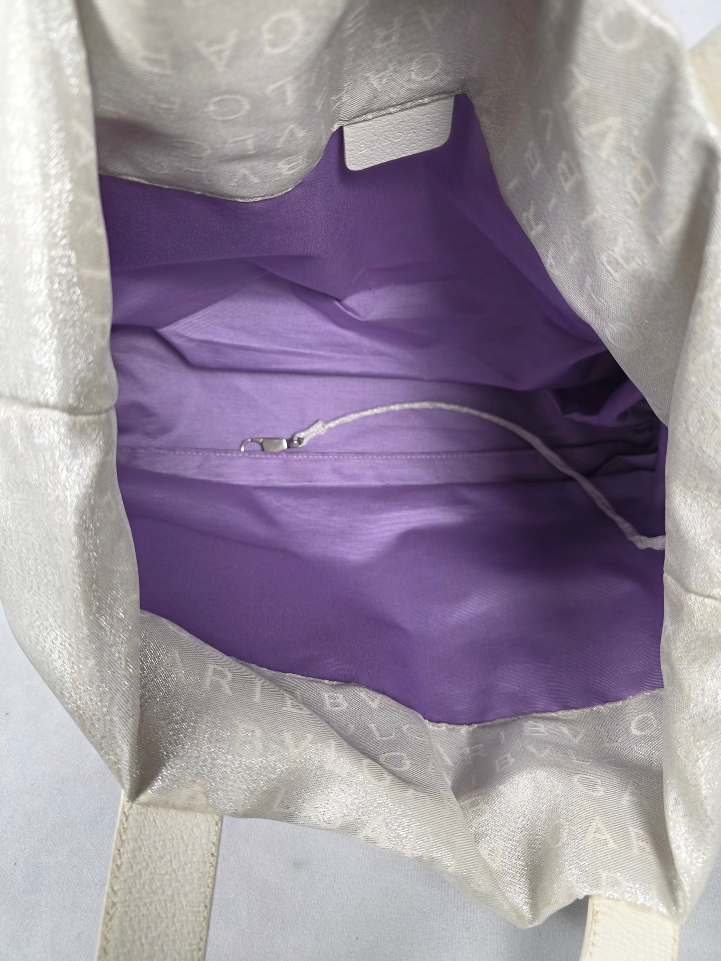 Bvlgari Silver Canvas Logomania Tote