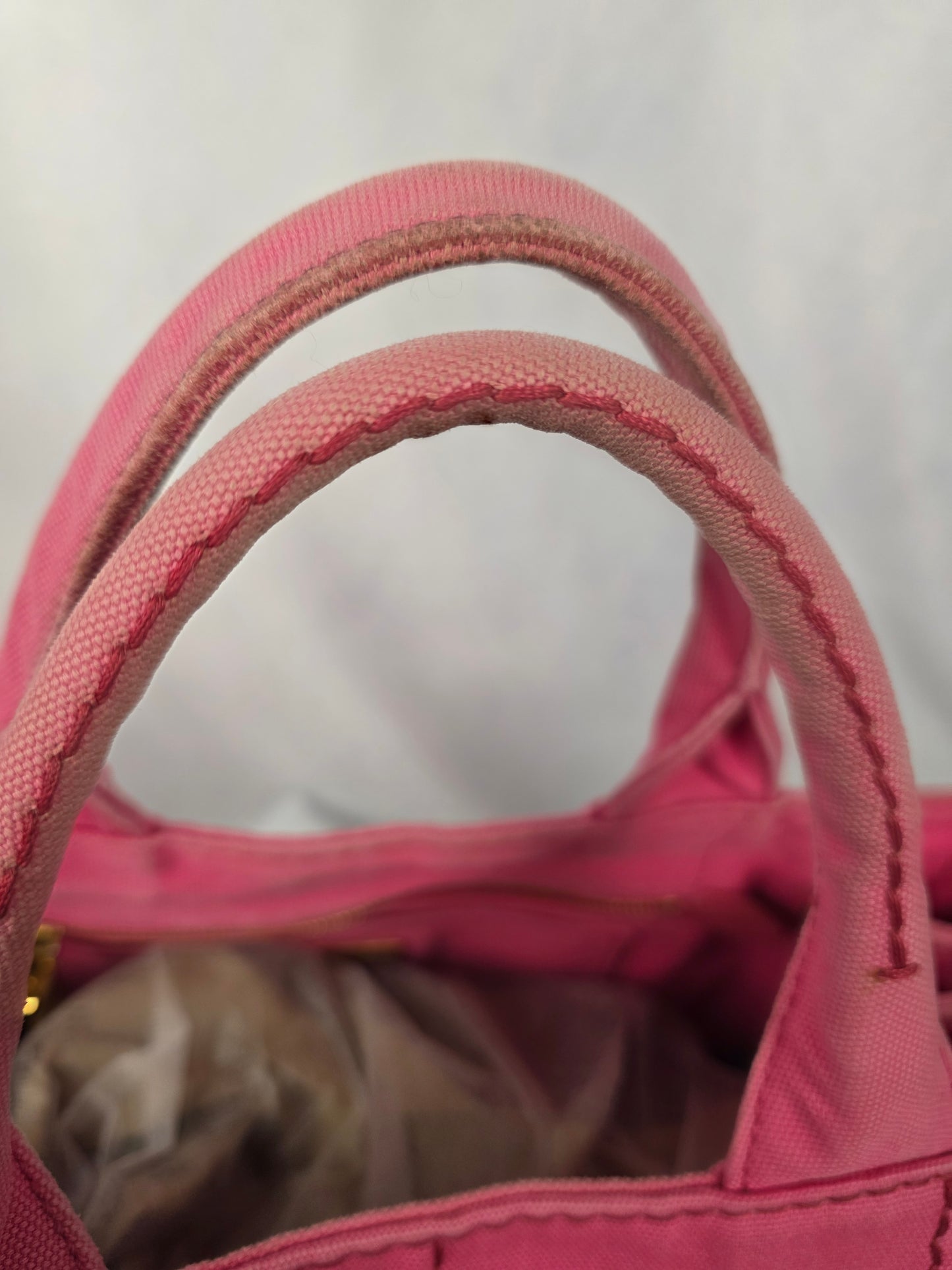 Prada Pink Canapa Canvas Logo Tote