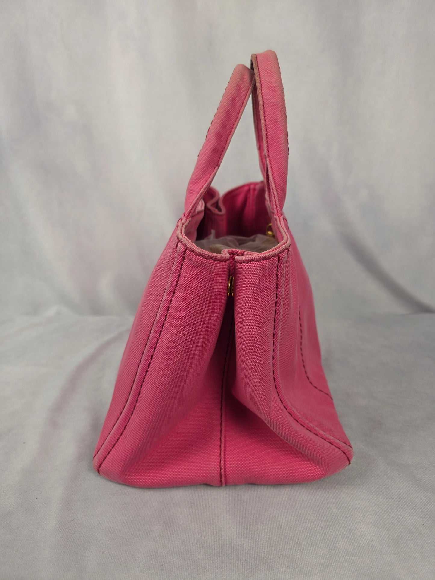 Prada Pink Canapa Canvas Logo Tote