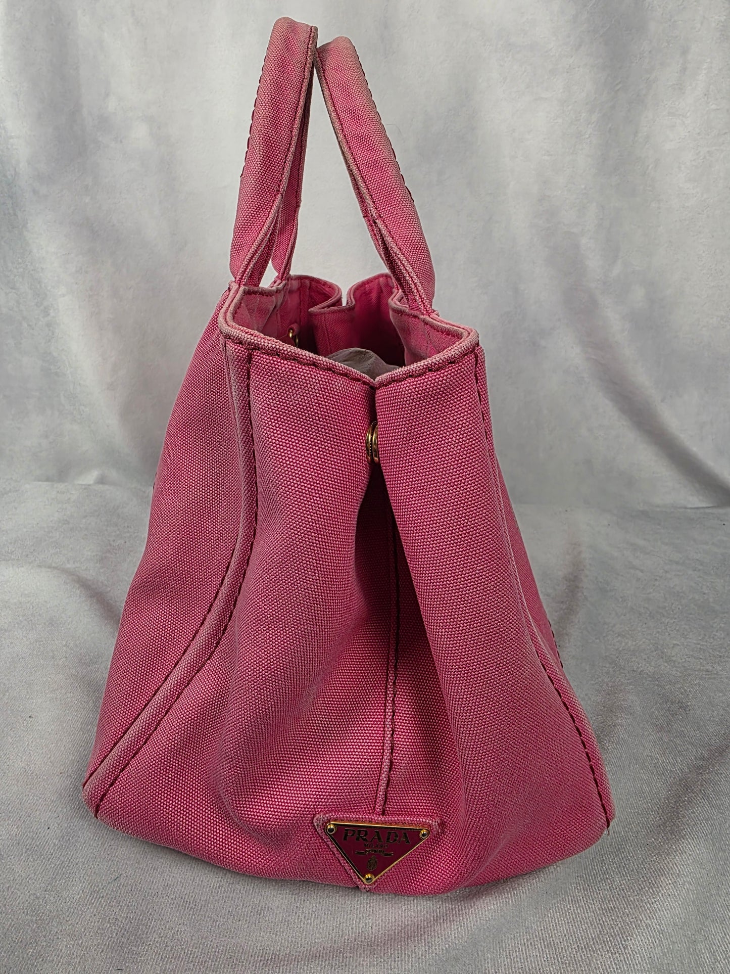 Prada Pink Canapa Canvas Logo Tote
