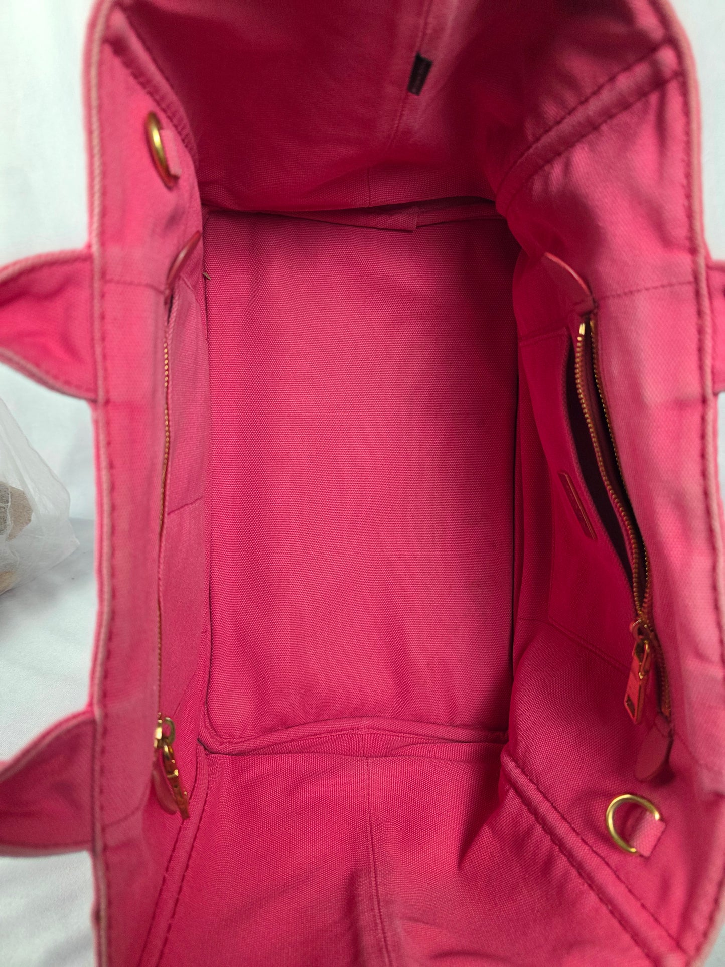 Prada Pink Canapa Canvas Logo Tote