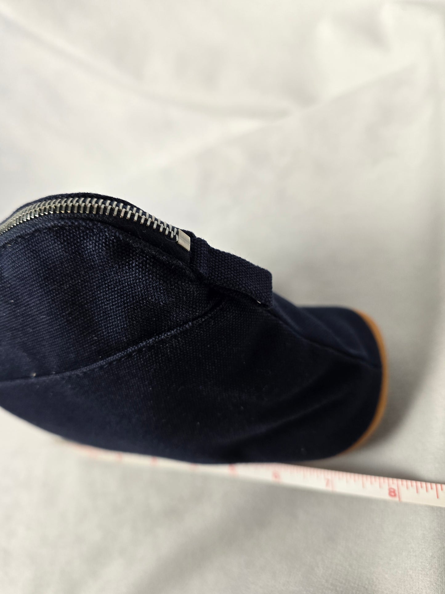 Hermes Bolide Pouch PM Navy Blue Canvas with Tan Leather Trim