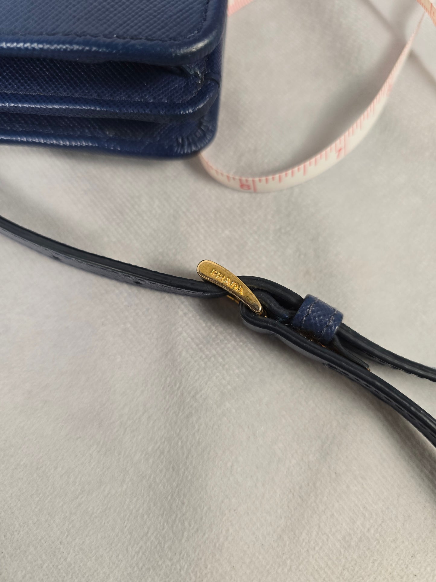 Prada Two-Tone Blue Saffiano leather Flap Crossbody Bag