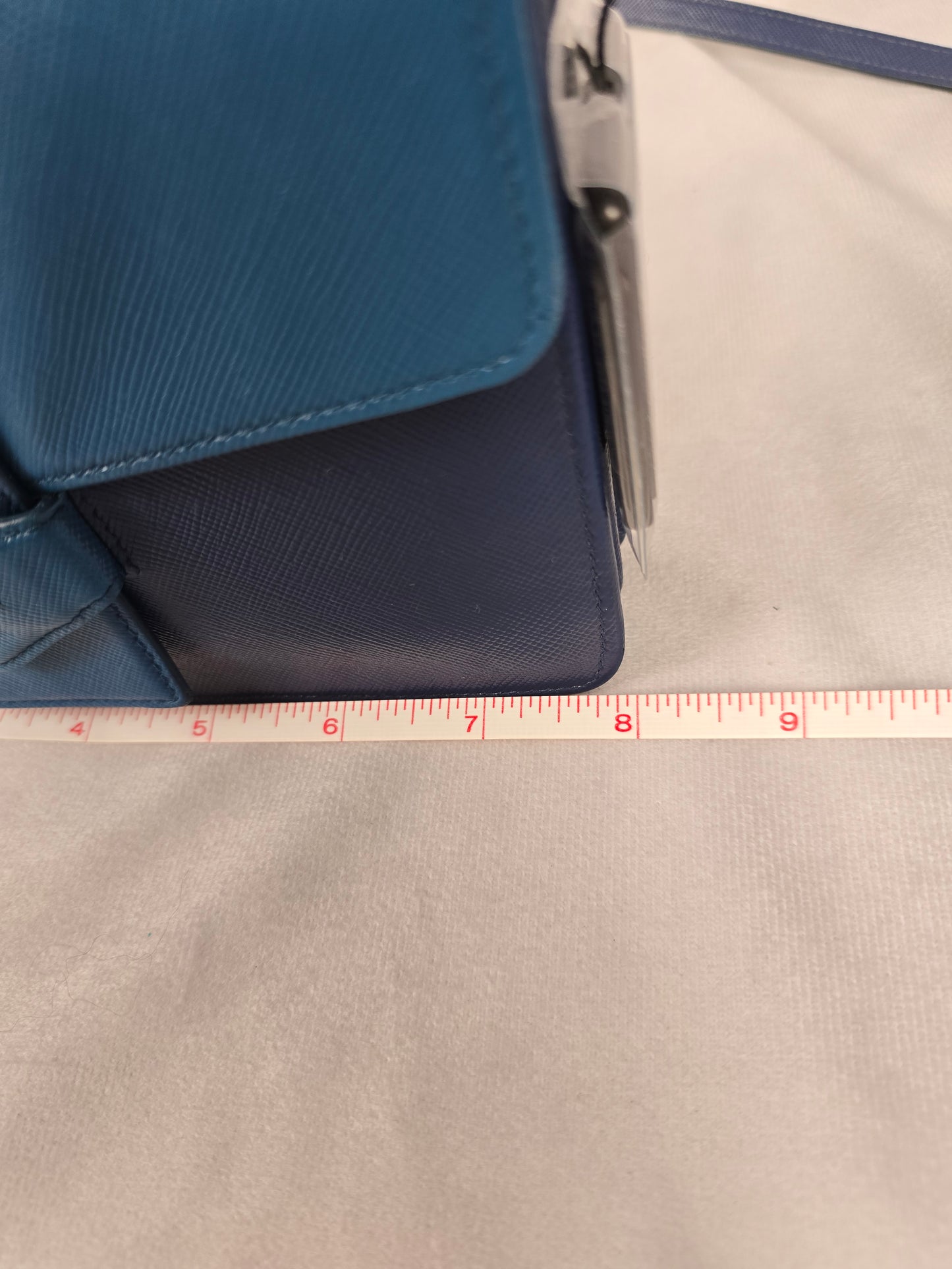 Prada Two-Tone Blue Saffiano leather Flap Crossbody Bag