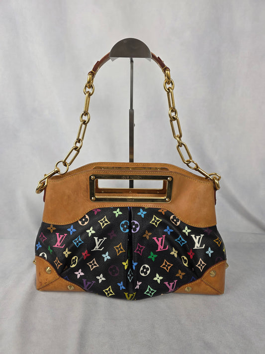 Louis Vuitton Black Multicolor Judy MM Shoulder Bag