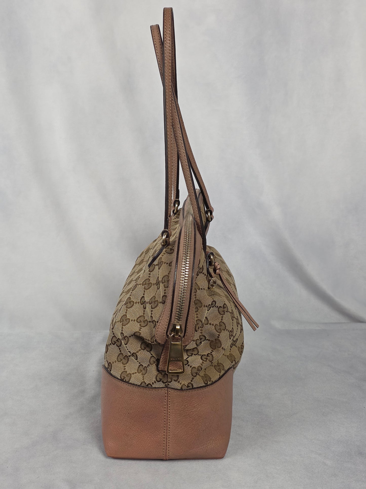 Gucci Medium Sukey Tote Bag with GG canvas & metallic green leather trim - PROJECT BAG