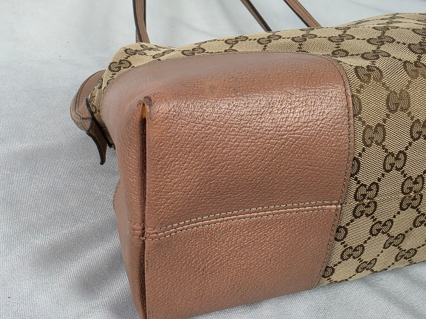 Gucci Medium Sukey Tote Bag with GG canvas & metallic green leather trim - PROJECT BAG