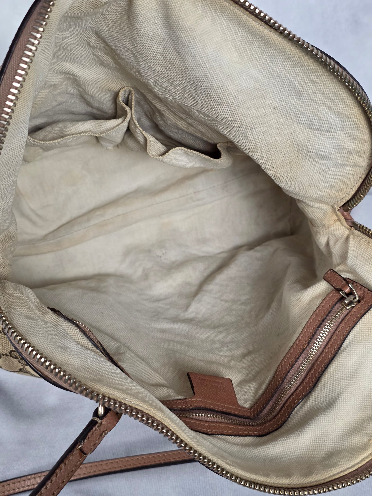 Gucci Medium Sukey Tote Bag with GG canvas & metallic green leather trim - PROJECT BAG