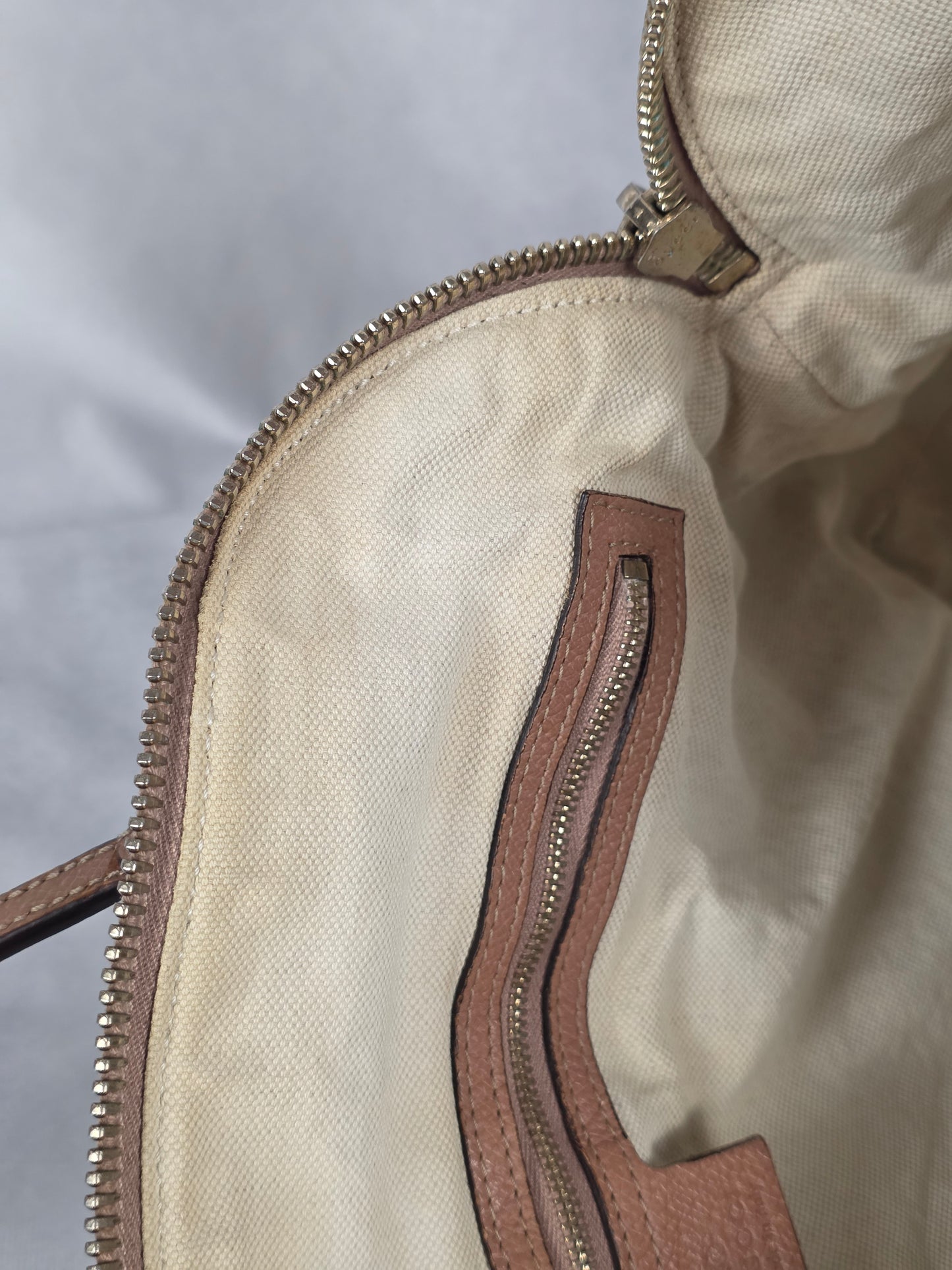 Gucci Medium Sukey Tote Bag with GG canvas & metallic green leather trim - PROJECT BAG