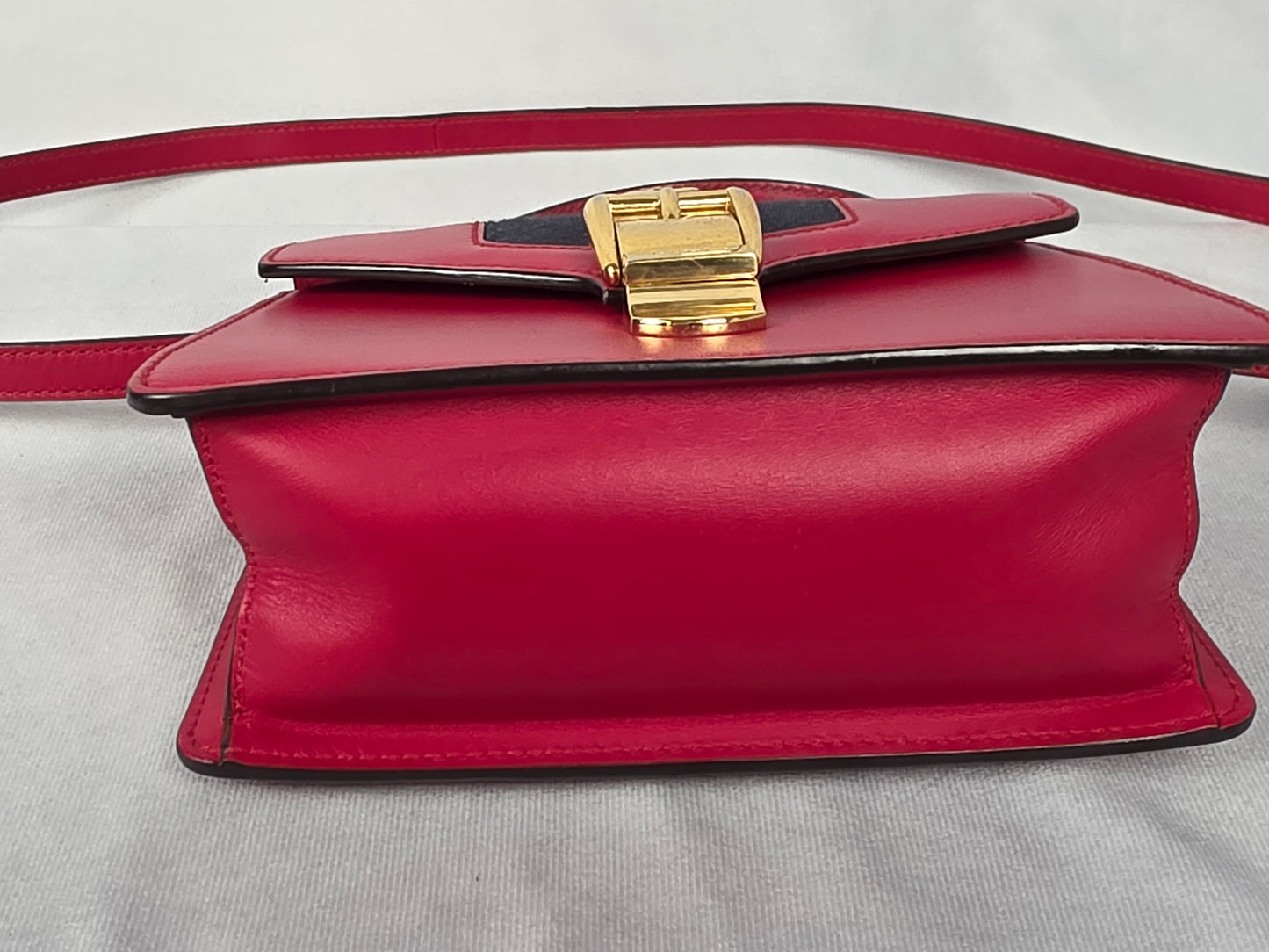 Gucci Red Leather Mini Sylvie Top Handle Bag, Featuring Two Straps