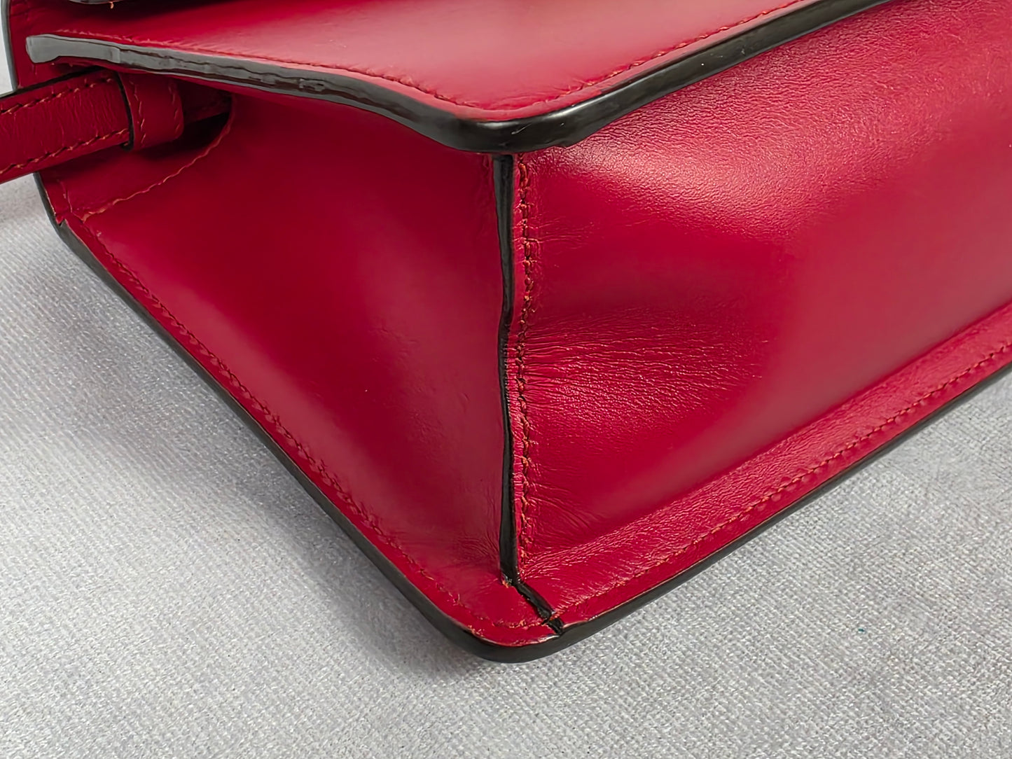Gucci Red Leather Mini Sylvie Top Handle Bag, Featuring Two Straps