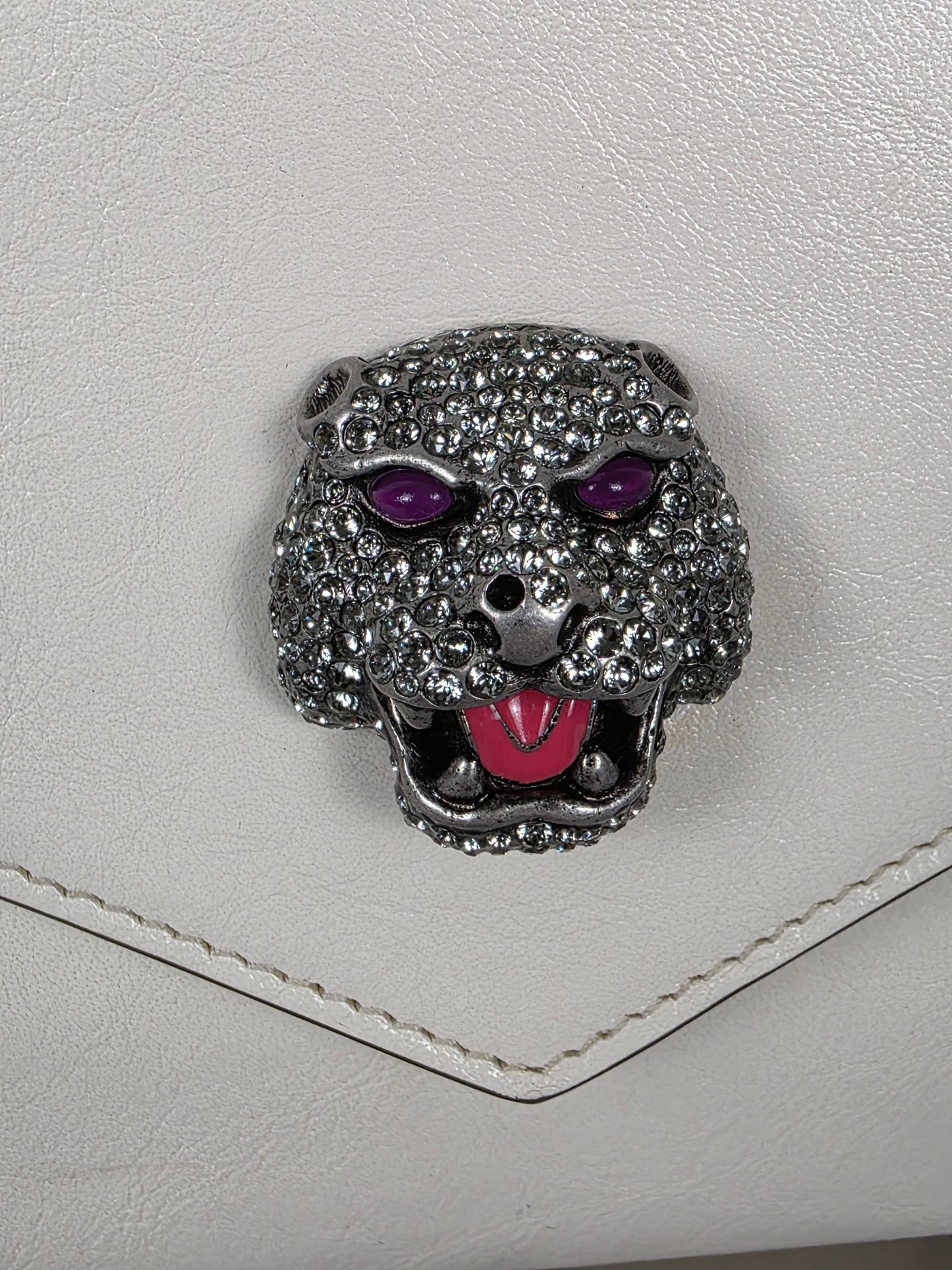 Gucci Crystal Animalier Shoulder Bag in Off-White Leather