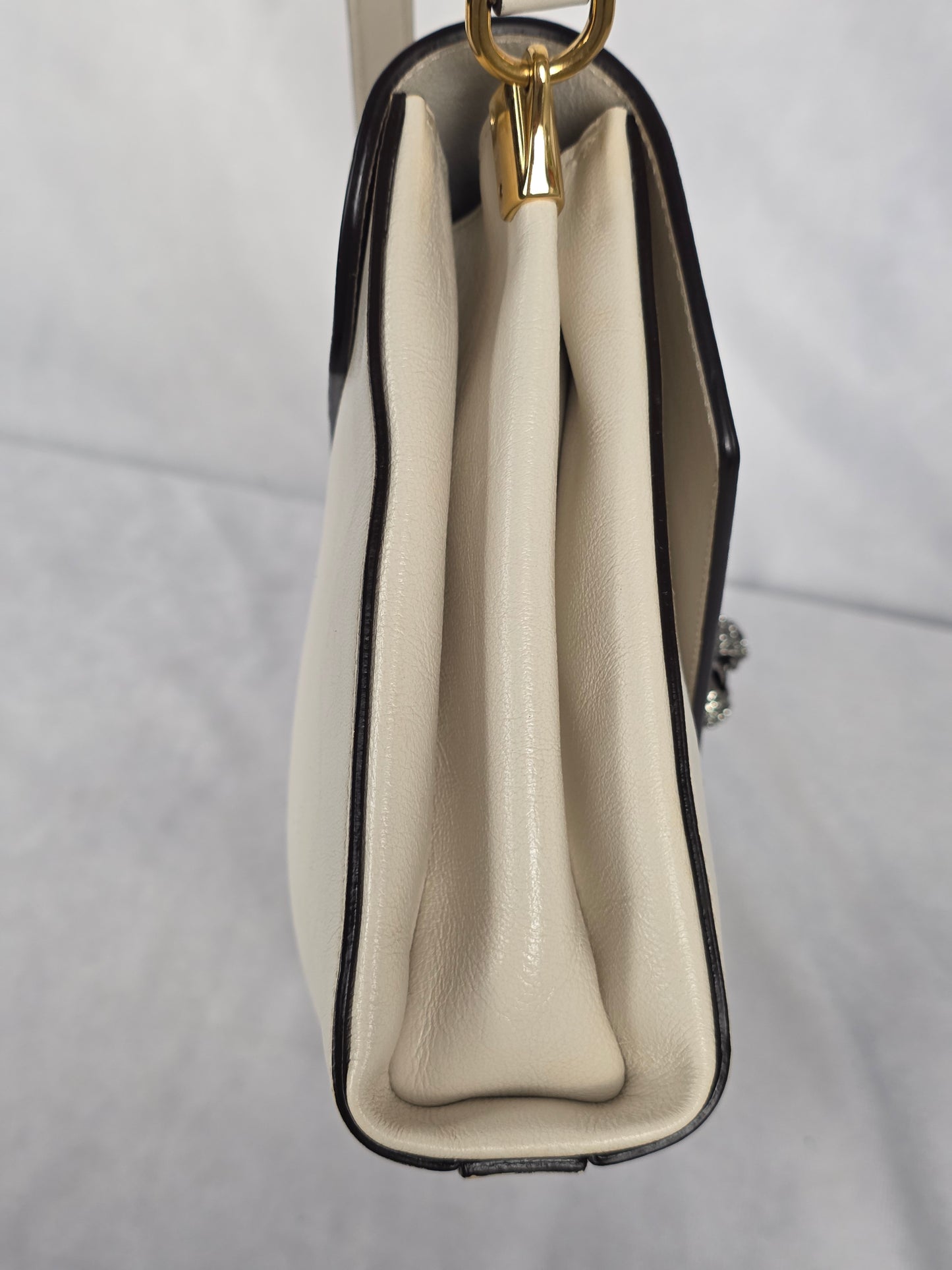 Gucci Crystal Animalier Shoulder Bag in Off-White Leather