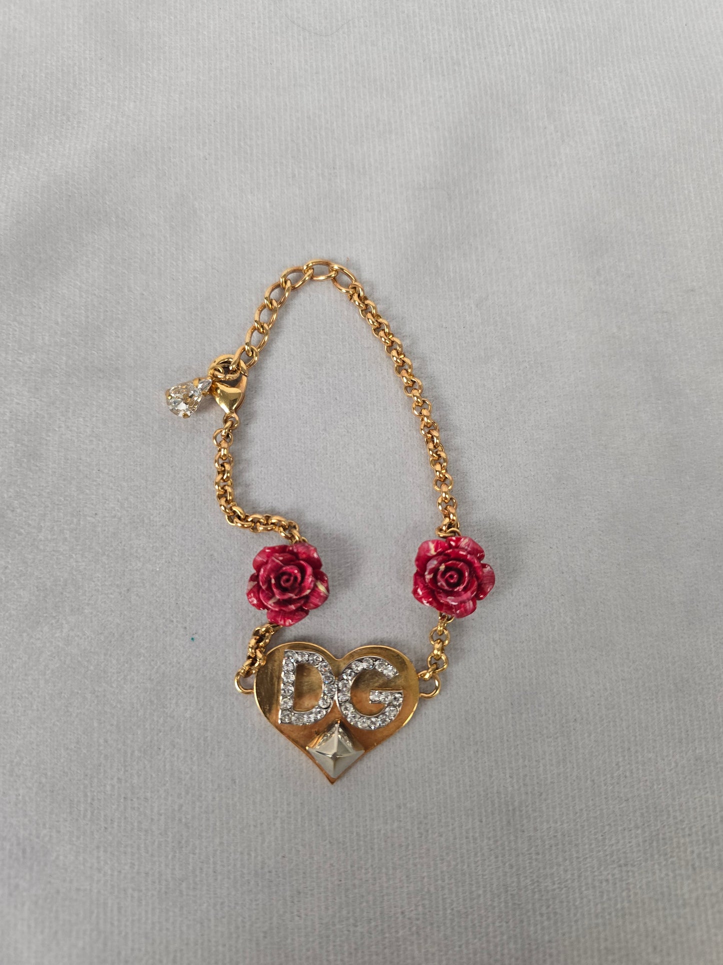 Dolce & Gabbana Rose and Heart Logo Charm Bracelet