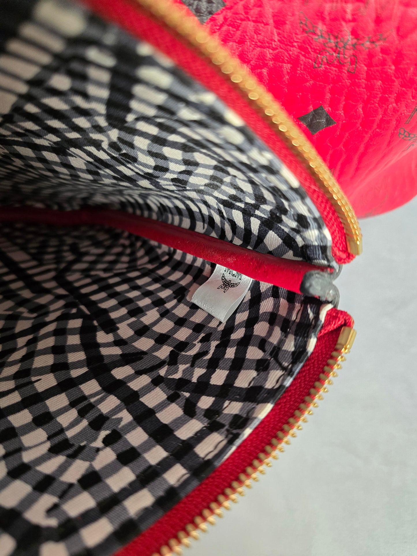 MCM Red Liz Medium Tote with Matching Small Purse