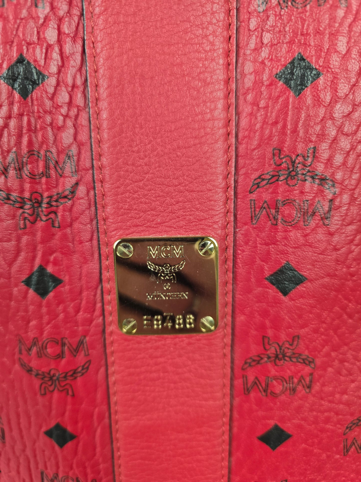 MCM Red Liz Medium Tote with Matching Small Purse