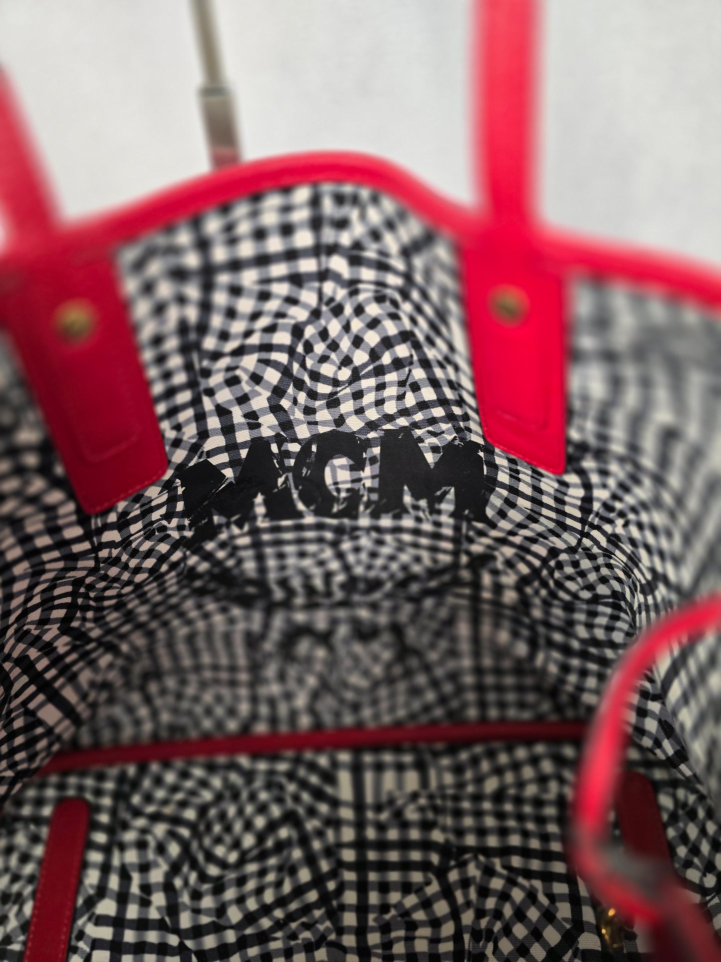 MCM Red Liz Medium Tote with Matching Small Purse