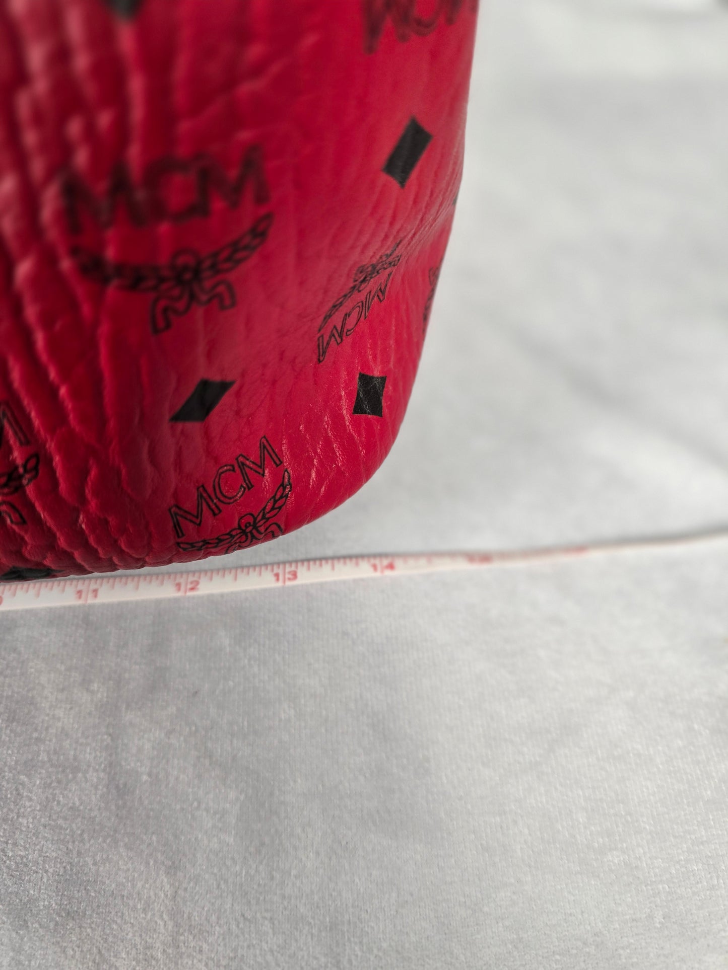 MCM Red Liz Medium Tote with Matching Small Purse