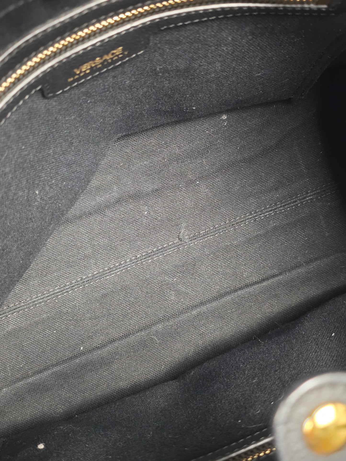 Versace La Medusa Small Black Canvas Tote