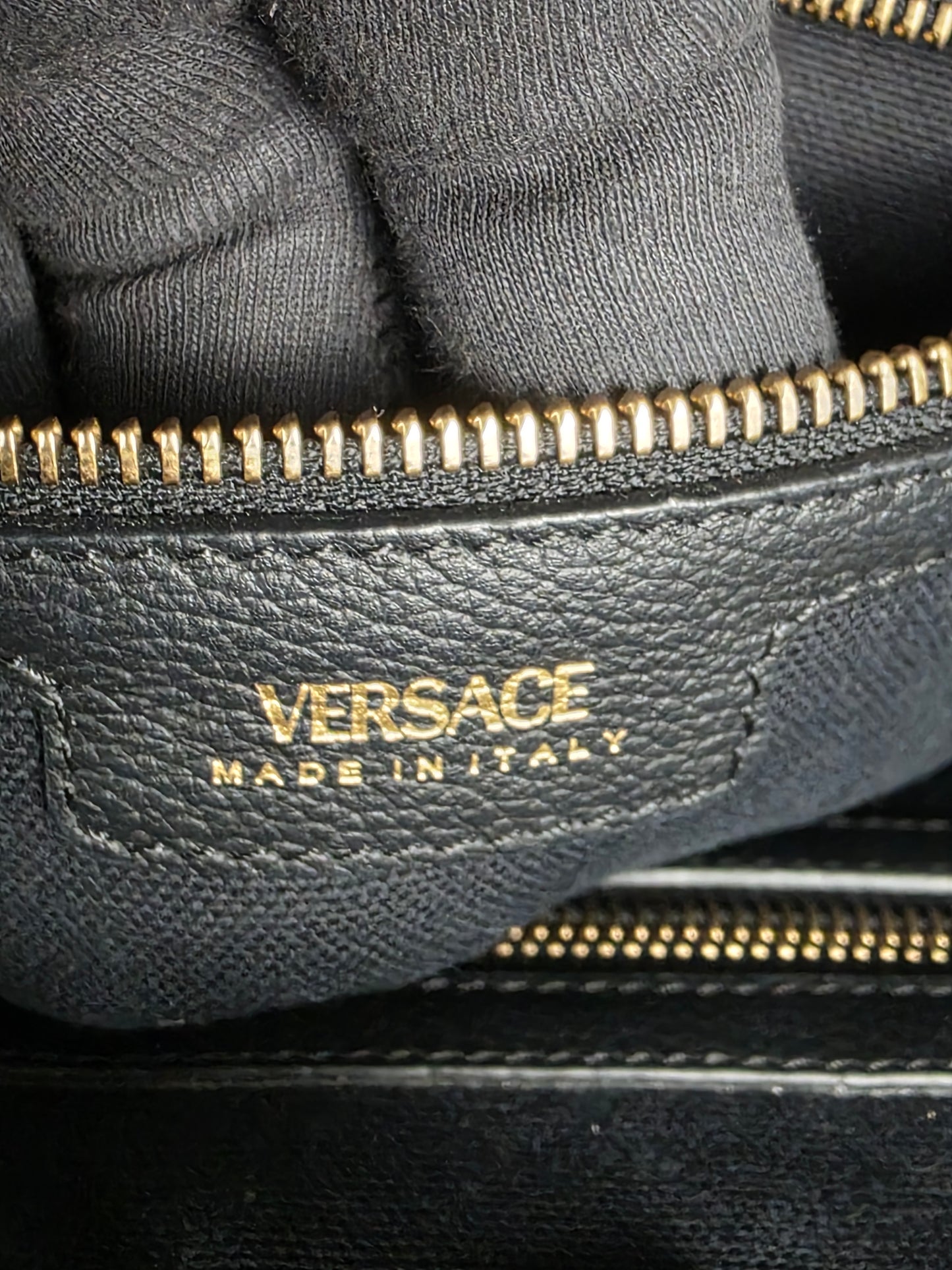 Versace La Medusa Small Black Canvas Tote
