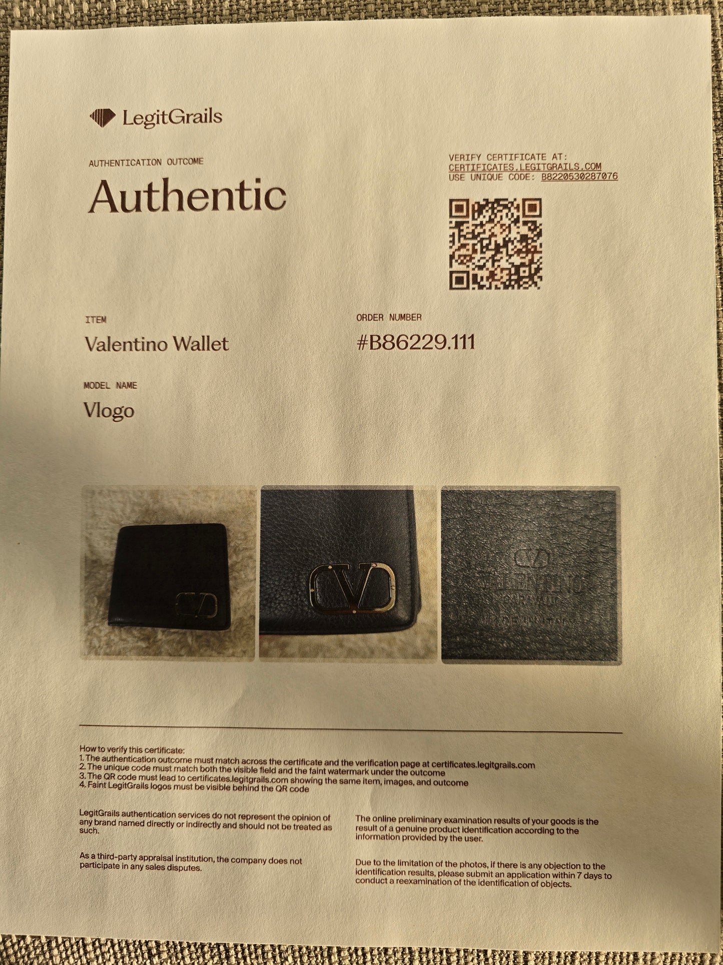 Valentino Garavani VLOG  Black Leather Bifold Wallet