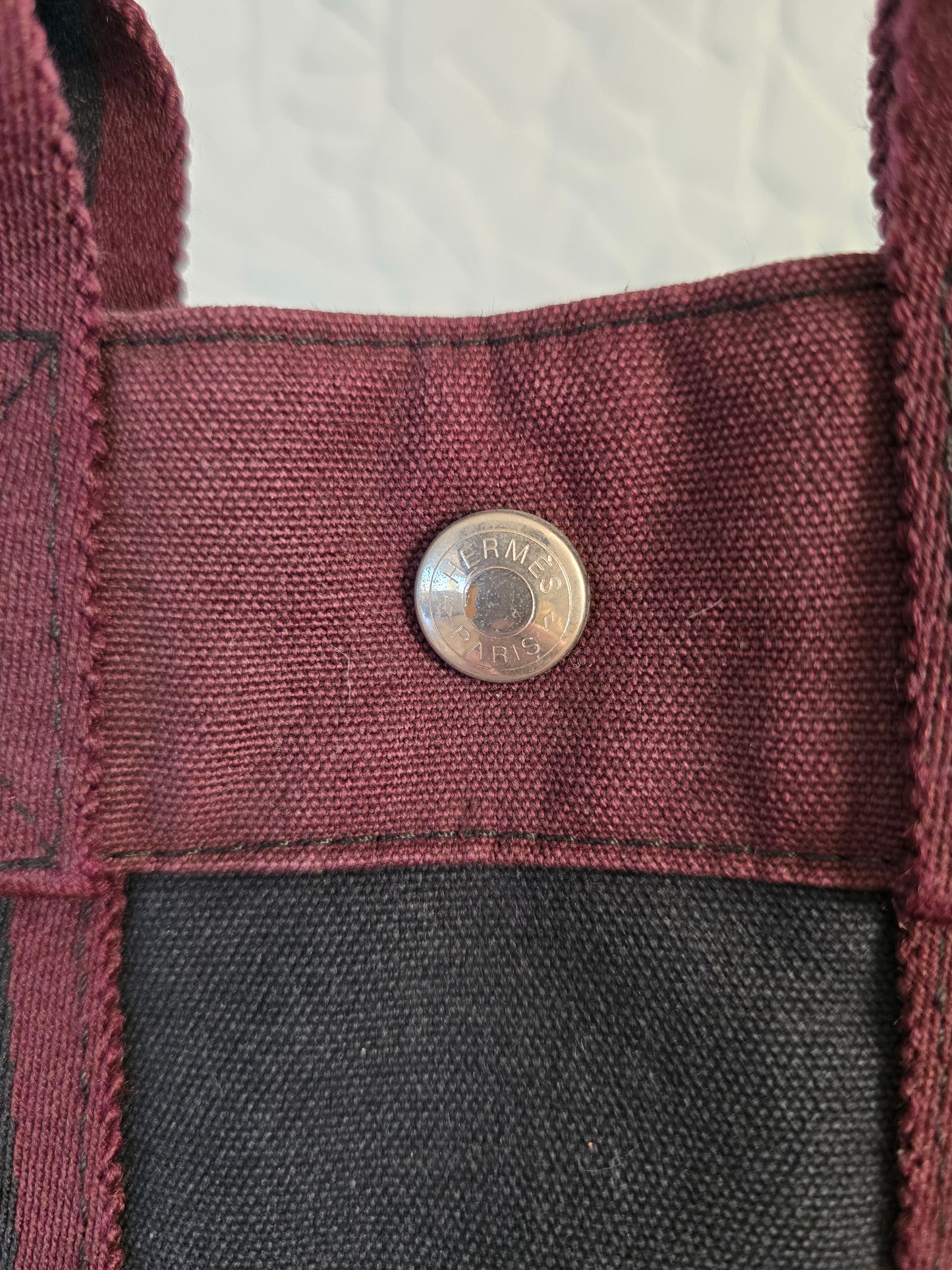 Hermes Fourre Tout PM Tote Bag in Black and Burgundy