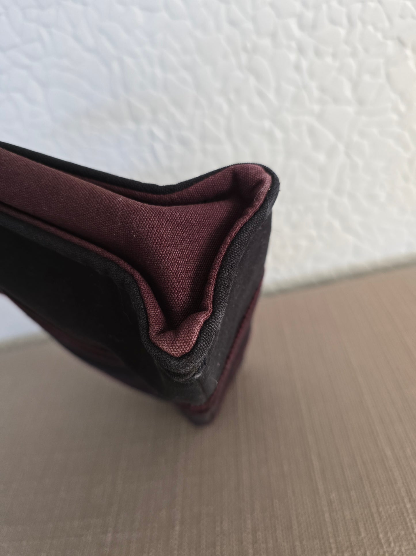 Hermes Fourre Tout PM Tote Bag in Black and Burgundy