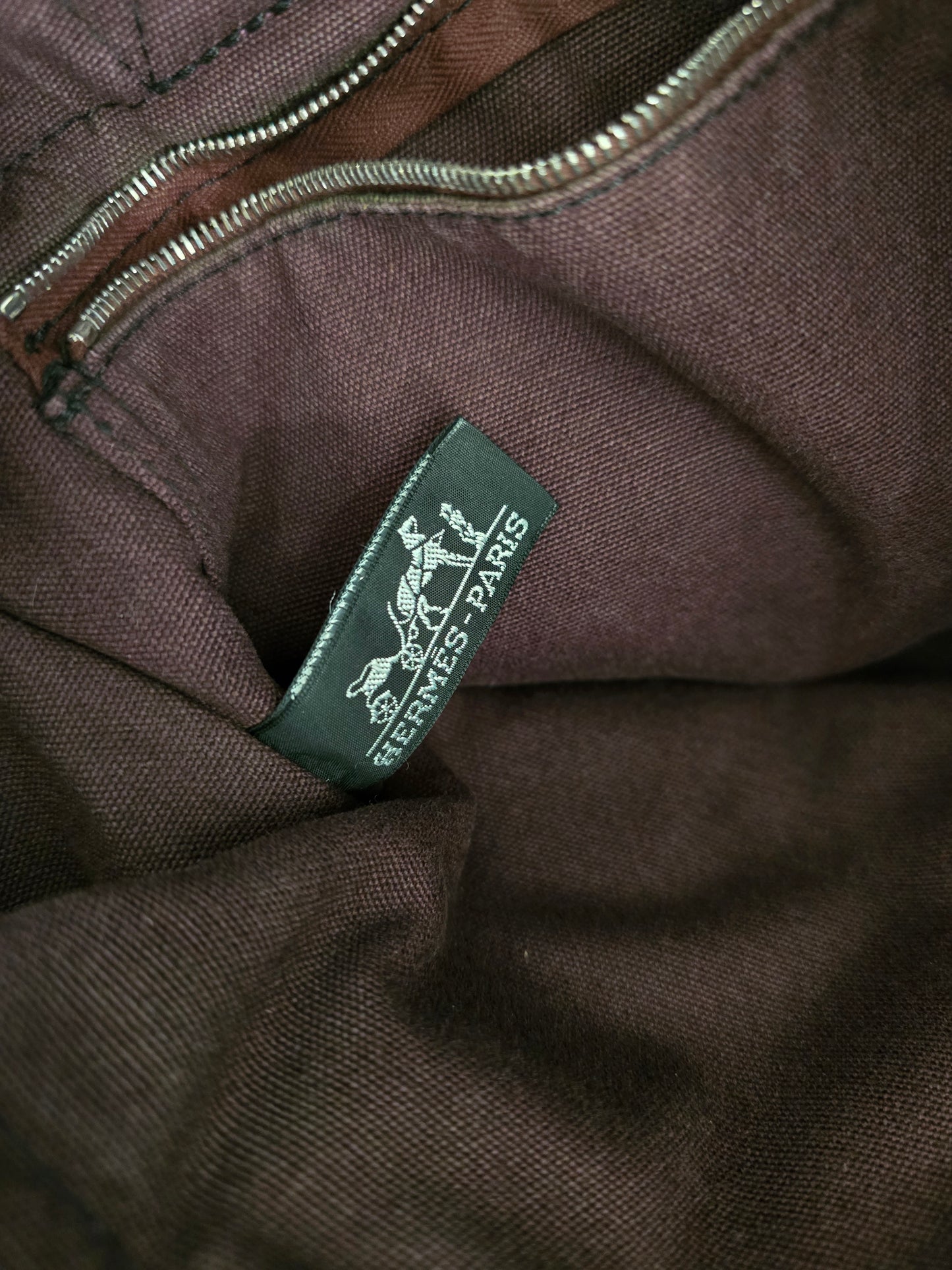 Hermes Fourre Tout PM Tote Bag in Black and Burgundy