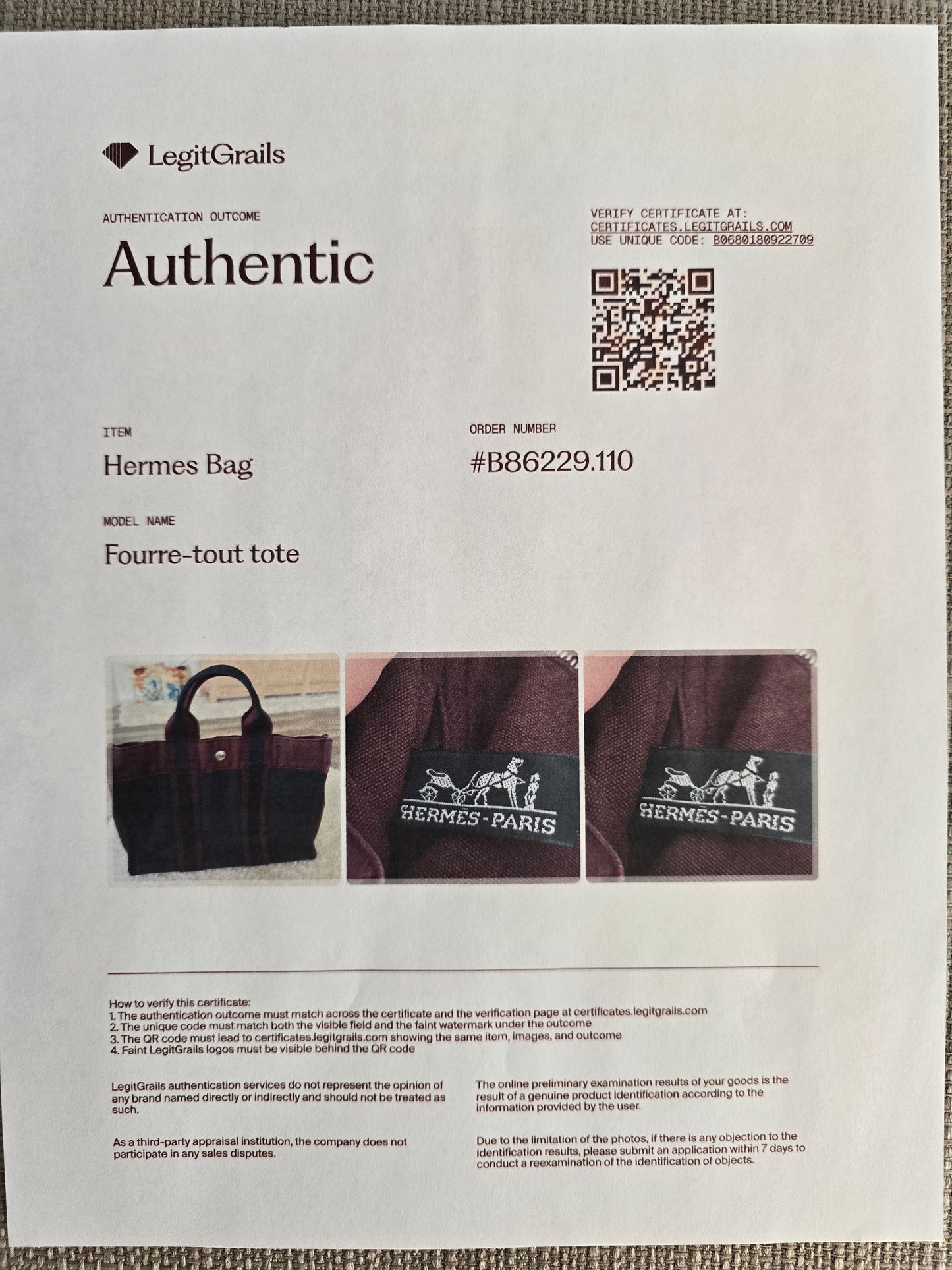 Hermes Fourre Tout PM Tote Bag in Black and Burgundy