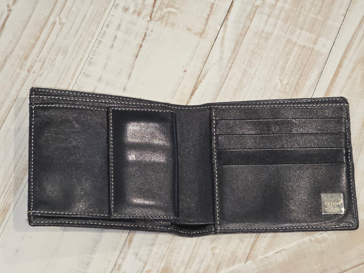 FENDI Zucca Print Bifold Wallet Canvas Leather Brown