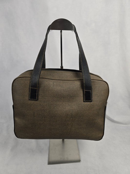 Fendi Canvas and Brown Leather Two-Way Bag