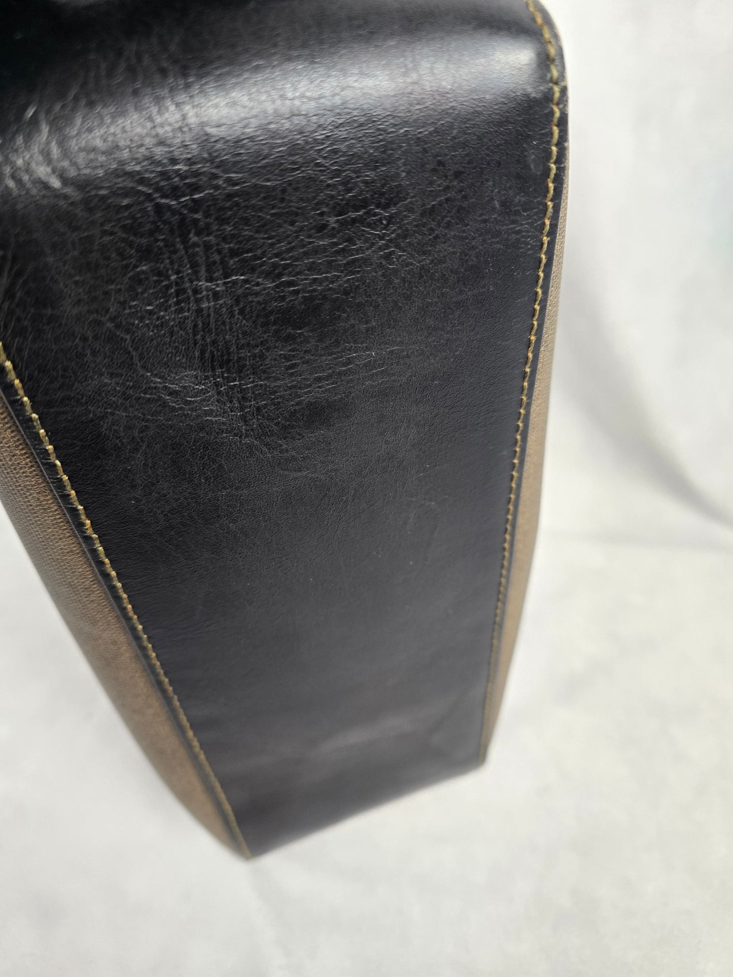 Fendi Canvas and Brown Leather Two-Way Bag